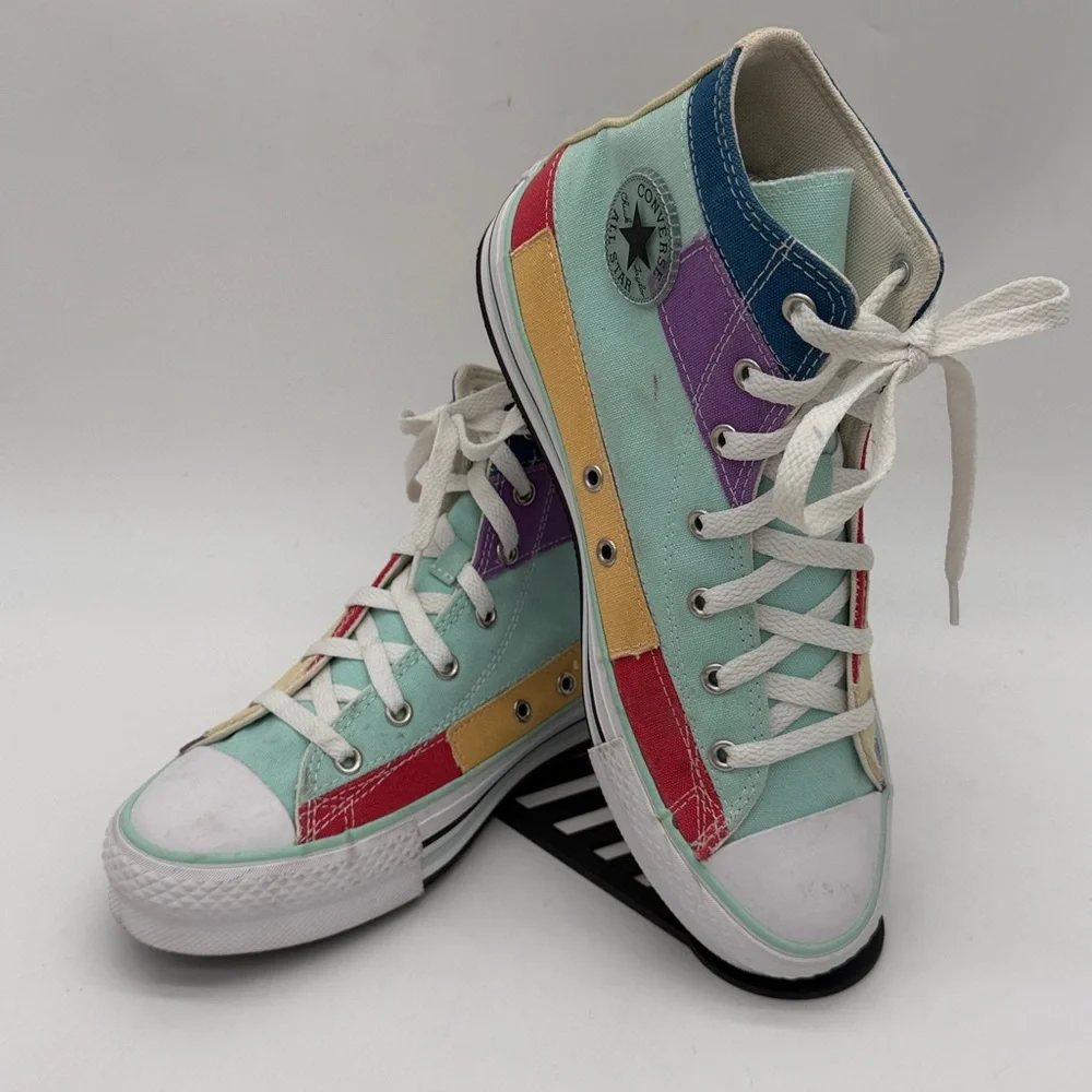 Converse Chuck Taylor All Star Lift Hi Sneaker-Patchwork Color Block Big Girl 7
